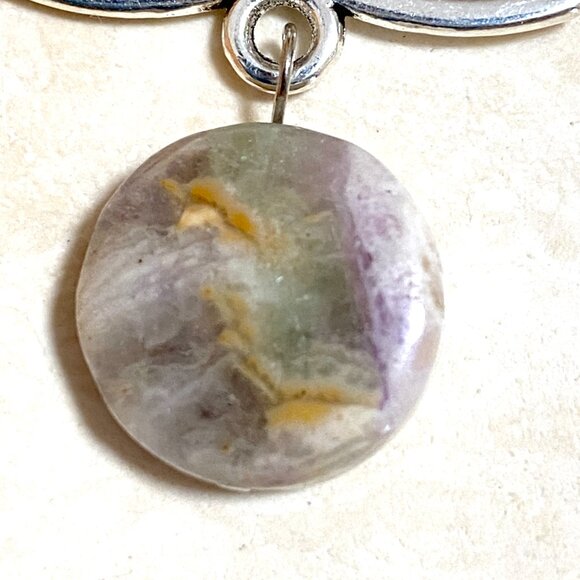 2/$20, Genuine Purple Opalized Fluorite Triqueta Sterling Silver Earrings - Picture 4 of 9